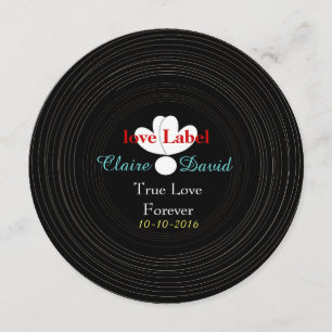Black and White Retro Vinyl Record Music Theme Invitation