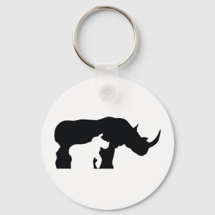 Black and White Rhino Key Ring