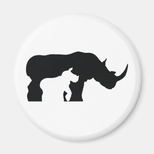 Black and White Rhino Magnet