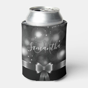 Black and White Ribbon Can Cooler