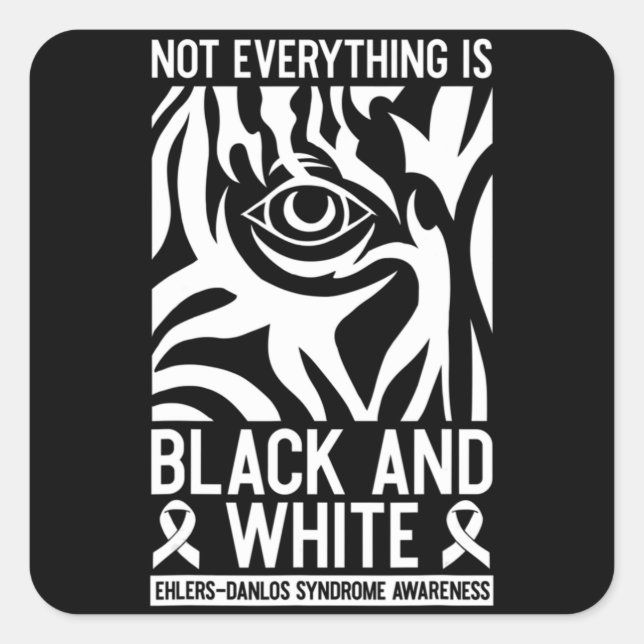 Black And White Ribbon Ehlers Danlos Zebra Rheumat Square Sticker (Front)