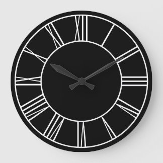 Black and White Ring Roman Numerals Large Clock