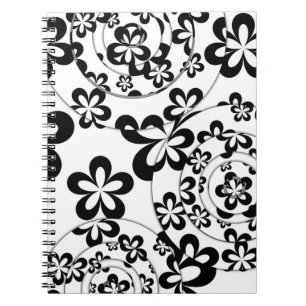 Black and White Rings and Flowers Notebook