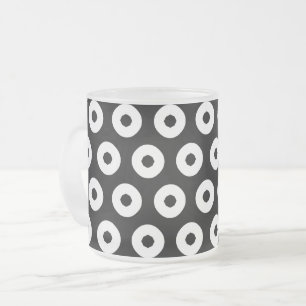 Black and White Rings Frosted Glass Coffee Mug