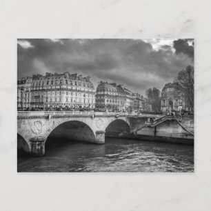 Black and White River Seine Postcard