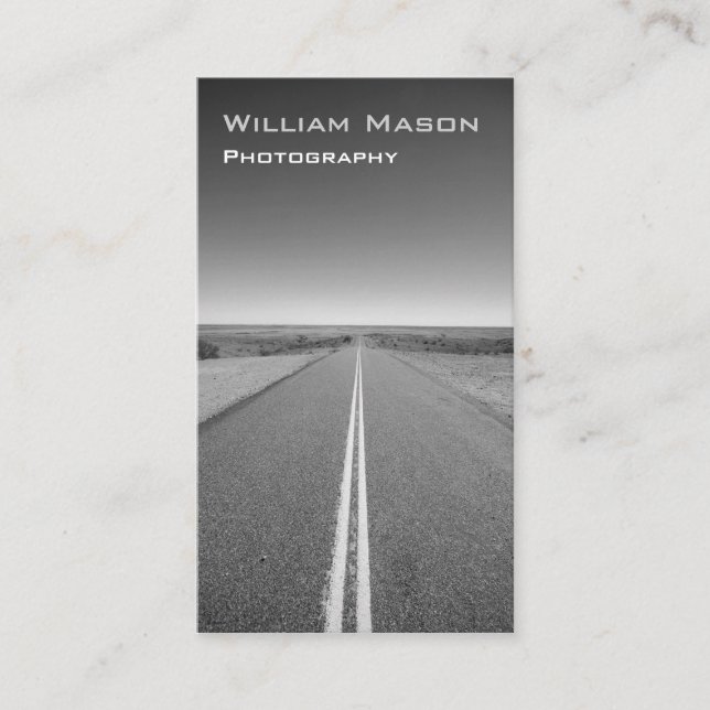 Black and White Road Photography - Business Card (Front)