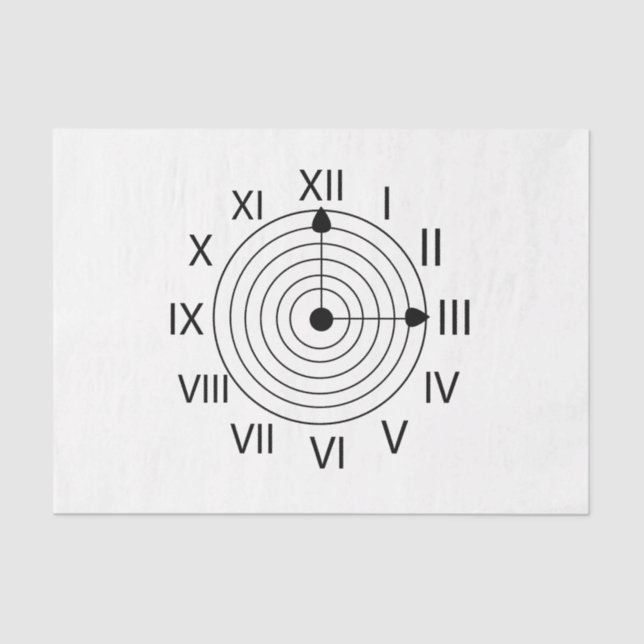 Black and White Roman Clock Design Tissue Paper (Front)