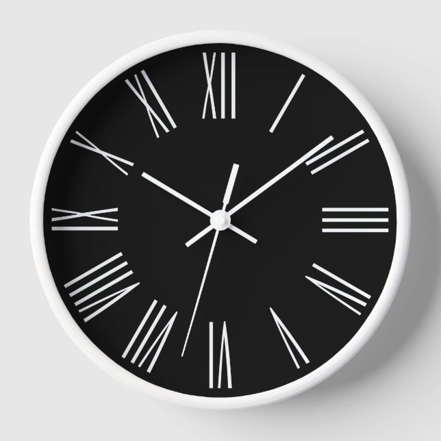 Black and White Roman Numerals Empire Clock (Front)