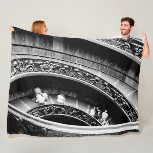 Black and White Roman Spiral Staircase Fleece Blanket