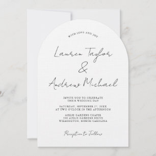 Black and White Romantic Modern Arch Wedding Invitation