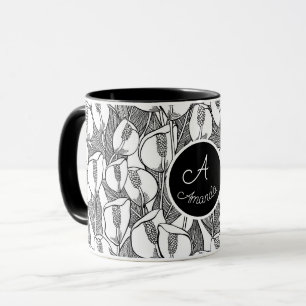 Black And White Romantic Peace Lily Mug
