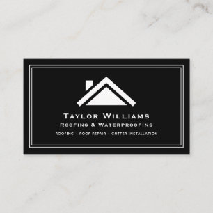 Black And White Roofing House Builder Construction Business Card