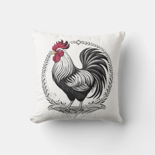 Black and white rooster cushion