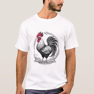 Black and white rooster T-Shirt