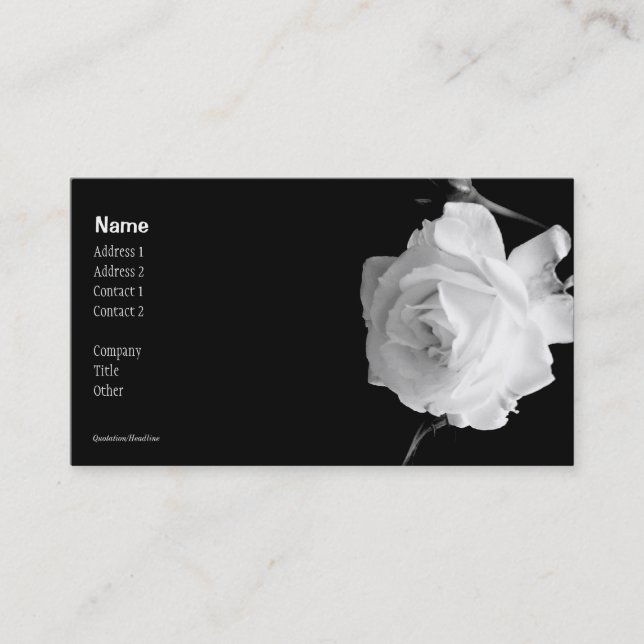 Black and White Rose Business Card (Front)