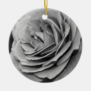 Black and White Rose Ceramic Tree Decoration