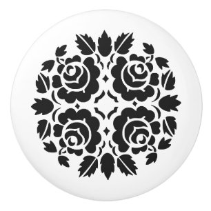 Black and White Rose Drawer knob