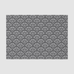 Black and White Rose Floral Damask Tissue Paper