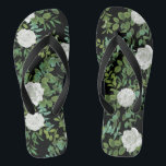 Black and White Rose Floral Wedding Flip Flops<br><div class="desc">This elegant and beautiful black and white rose wedding design is great for a modern sophisticated event.  The gorgeous blooms are perfect for a spring,  summer or winter wedding with simple modern style.</div>
