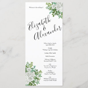 Black and White Rose Floral Wedding Menu