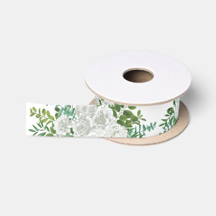 Black and White Rose Floral Wedding Satin Ribbon