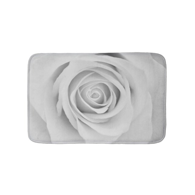 Black and white rose flower Bath mat (Front)