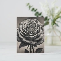 Black and white rose flower