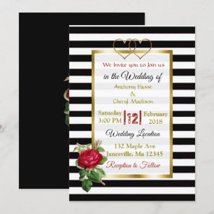 Black and White Rose Gold Wedding Invitations
