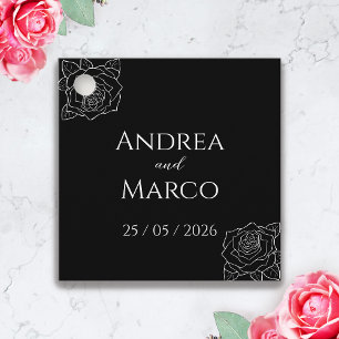 Black And White Rose Gothic Wedding Favour Tags