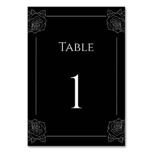 Black And White Rose Gothic Wedding Table Number