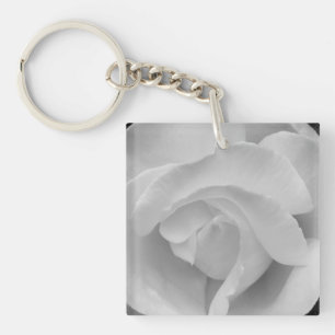 Black and White Rose Key Ring