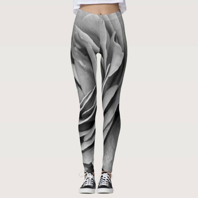 Black and White Rose Leggings (Front)