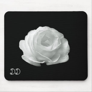 Black And White Rose Mouse Mat