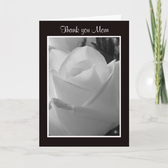 Black and White Rose Thank You Mum Cards (Front)