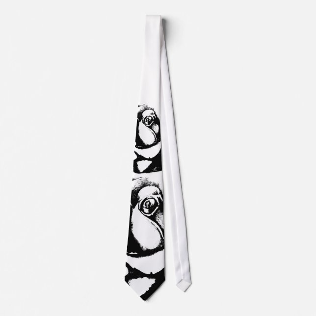 black and white rose tie (Front)