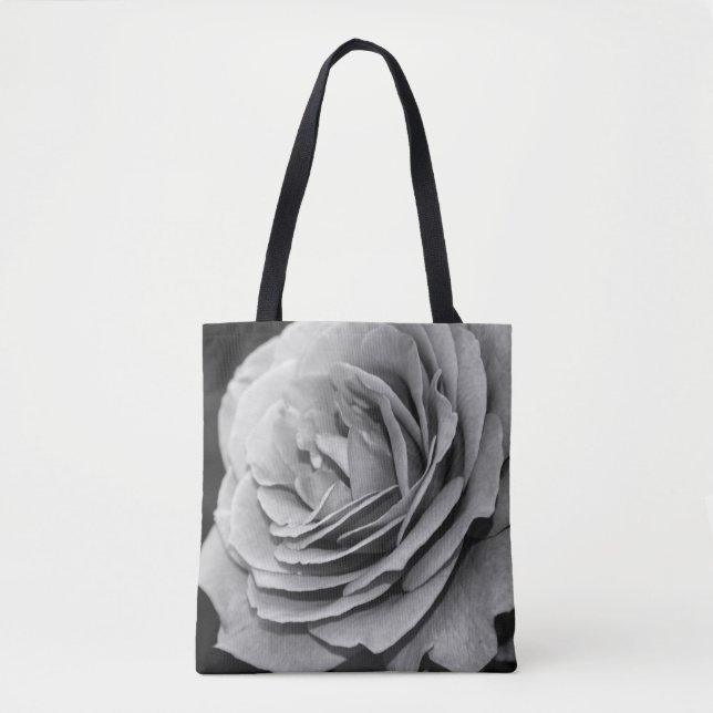 Black and White Rose Tote Bag (Front)