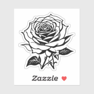 black and white rose vinyl sticker