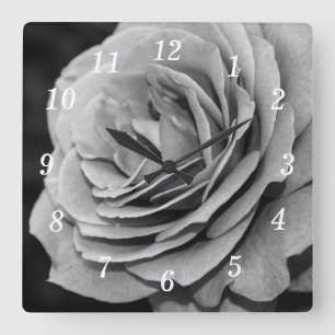 Black and White Rose Wall Clock