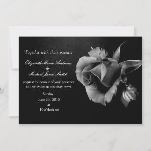 Black and White Rose Wedding Invitation