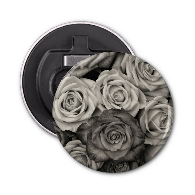 Black and White Roses Bottle Opener (Front)
