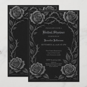 Black and white  roses Gothic Bridal Shower Announcement