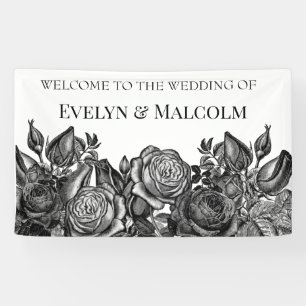 Black and White Roses Gothic Wedding Banner