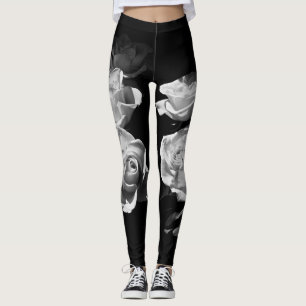 Black and white roses leggings