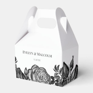 Black and White Roses Minimalist Wedding Favour Box