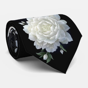 Black and white Roses Pattern Tie