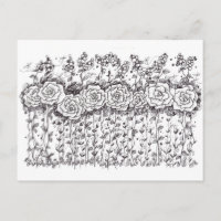 Black and White Roses Pen and Ink Drawing
