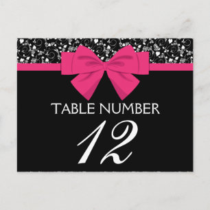 Black and White Roses Pink Bow Postcard