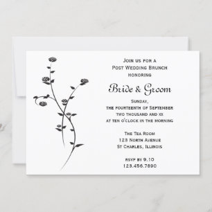 Black and White Roses Post Wedding Brunch Invitation