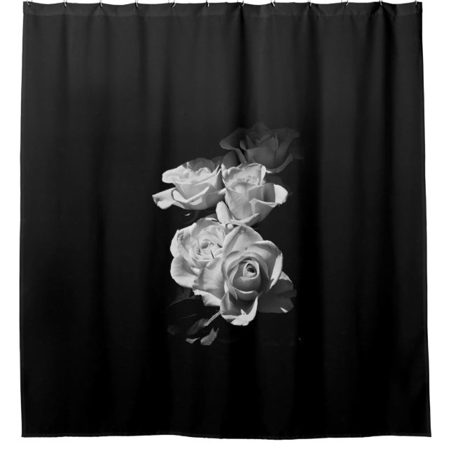 Black and white roses shower curtain (Front)