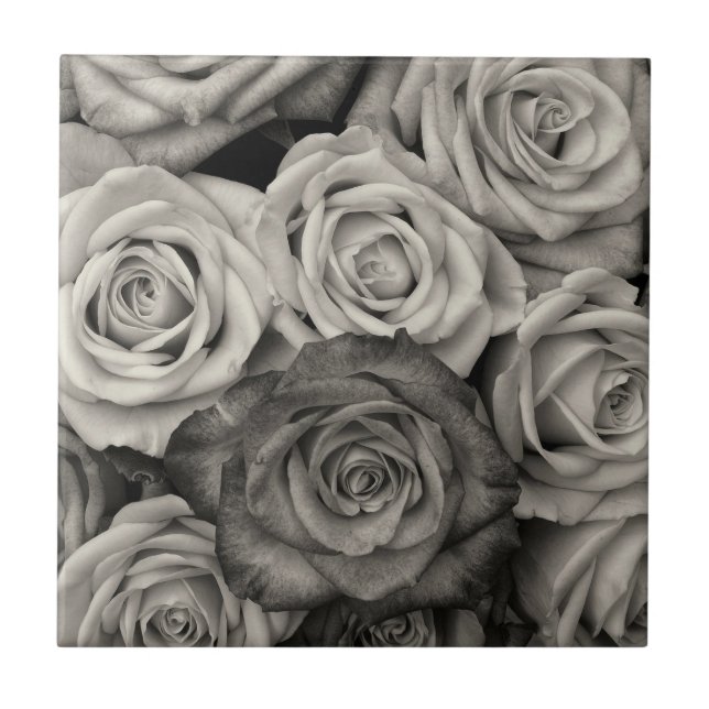 Black and White Roses Tile (Front)